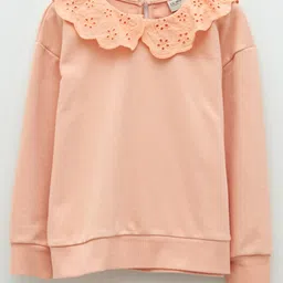 LC Waikiki Full Sleeves Floral Lace Collar Detailed Solid Sweatshirt - Light Pink-picture-23