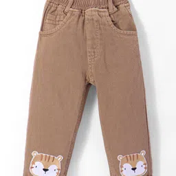 Little Kangaroos Denim Woven Full Length Jeans With Tiger Embroidery - Khaki-picture-23