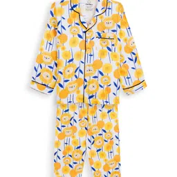The Boo Boo Club 100% Cotton Full Sleeves Animal Printed Coordinating Night Suit Set - Yellow-image-19
