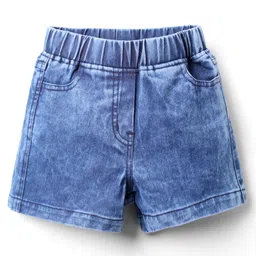 kookie kids india Kookie Kids Denim Solid Coloured Shorts With Two Pockets & Elasticated Waist - Blue-picture-37