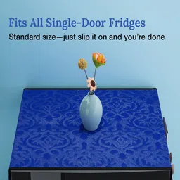 Kuber Industries Blue Printed 6 Utility Pockets Waterproof Refrigerator Cover image 3