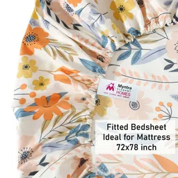 Myntra Elegant Homes White Printed Polycotton 300 TC King Bedsheet Sets 2.5 m x 2.25 m image 2