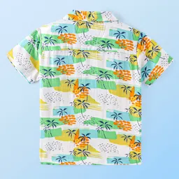 Babyhug 100% Cotton Woven Half Sleeves Regular Collar Shirt Palm Tree Print - Multicolour image 2