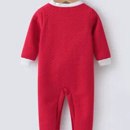 Kookie Kids Full Sleeves Winter Wear Romper With BearPrint - Red image 2