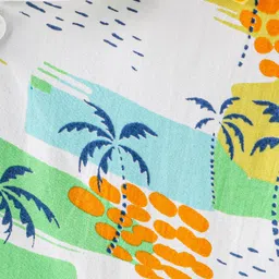 Babyhug 100% Cotton Woven Half Sleeves Regular Collar Shirt Palm Tree Print - Multicolour image 3