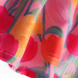 babyhug Babyhug Rayon Full Bell Sleeves Top with Floral Print - Pink image 3