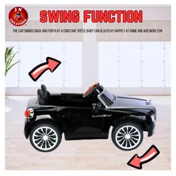 JN Creations 12V Battery Operated Rolls Royce BLF-5688 Ride On Car for Kids with Remote Control (Black Painted) image 3