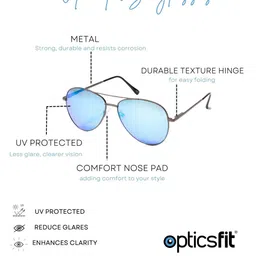 Opticsfit Unisex Aviator Sunglasses with UV Protected Lens 8839-4-60 image 4