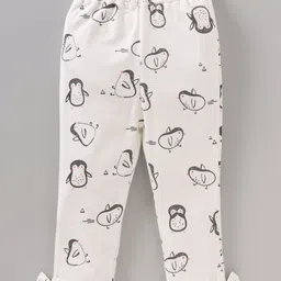 ToffyHouse Full Sleeves Text Print Pre Winter Wear Top & Lounge Pant Penguin Print - Pink image 4