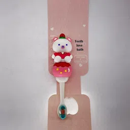 Comercio Cute Teddy & Bunny Soft Tooth Brush - Pink & White image 4