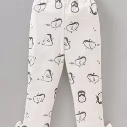 ToffyHouse Full Sleeves Text Print Pre Winter Wear Top & Lounge Pant Penguin Print - Pink image 5