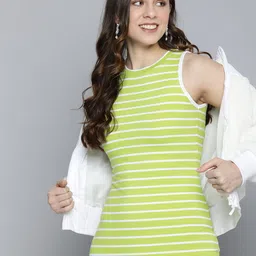 HERE&NOW Striped Round Neck Sleeveless Bodycon Dress-picture-29