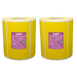 Tudko 75x50 mm 80 GSM 1 UP Self Adhesive Paper Label Yellow (Pack of 2 Pcs)-picture-36