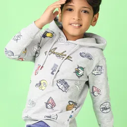 V-Mart Boys Typography Printed Hooded Sweatshirt image 1