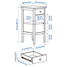 ikea gullaberg Bedside table, with 1 drawer with door/white, 38x40x75 cm image 5