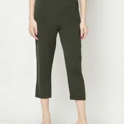 Crimsoune Club Olive Slim Fit Mid Rise Trousers-image-58