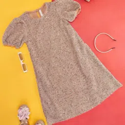 Pantaloons Junior Rose Gold Embellished Dress-picture-13