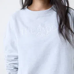 LOV by Westside Grey Text Printed Cotton-Blend Sweatshirt image 4