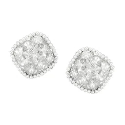 nuyug Yinara Silver-Plated Cubic Zirconia Studded Contemporary Studs Earrings image 2