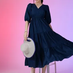 Raiyani Enterprise Women Smocked Fit and Flare Dress-picture-20