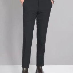 AD by Arvind Black Slim Fit Flat Front Trousers-picture-31