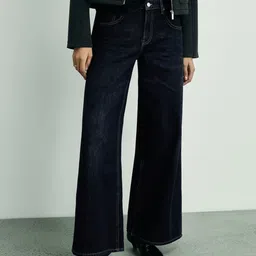 MANGO Women Pure Cotton Wide Leg Low-Rise Light Fade Jeans-image-27