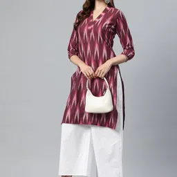 One Femme Ikat Printed Pure Cotton Kurta image 3
