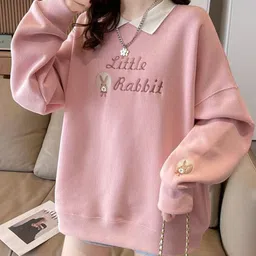 StyleCast x Revolte Women Typography Embroidered Shirt Collar Full Sleeves Sweatshirt-picture-24