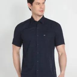 Arrow Sport Blue Cotton Regular Fit Striped Shirt-image-2