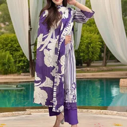 Moda Rapido Women Floral Printed Regular Kurta with Trousers & Dupatta-picture-16
