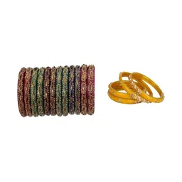 SOMIL Set Of 16 Artificial Stones Studded Ethnic Bangles-picture-14