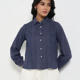 AKKRITI BY PANTALOONS Embroidered Cotton Shirt Style Top-picture-18