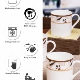 SONAKI White Bone China Printed Coffee Mug - Set of 6 image 4