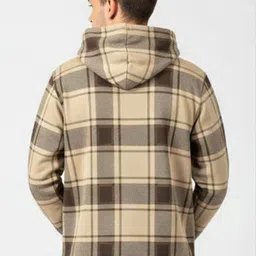 YONGE Men Checked Hooded Sweatshirt image 5