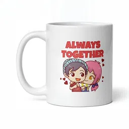 Mr UVD White & Red Cartoon Characters Printed Ceramic Glossy Mug -350 ml image 2