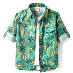 Rikidoos Full Sleeves Jungle Theme Printed Shirt With Attached Tee - Green & White-picture-42