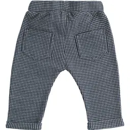 iDO Italy Jacquard Full Length Elasticated Trouser Checked - Navy Blue image 3