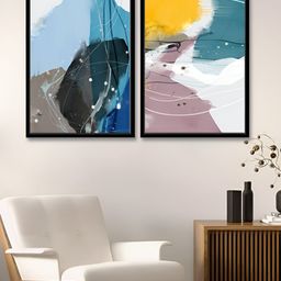Myntra Elegant Homes White & Blue 2 Piece Abstract Printed Canvas Wall Arts-picture-16