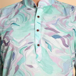 Vardha Abstract Printed Mandarin Collar Cotton Straight Kurta image 5