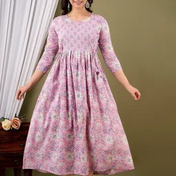 FASHION SWAG Floral Printed Pure Cotton Maternity Ethnic Dress-picture-19