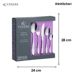 Viners Premium Tabac 26-Piece Stainless Steel Cutlery Set | 25-Year Guarantee | Mirror Finish image 3