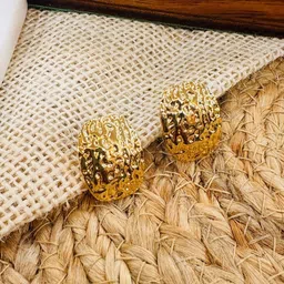 Niska Stainless Steel Gold-Plated Contemporary Studs image 2