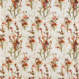 GEET CREATIONS Orange & White Set of 3 Floral Room Darkening Long Door Curtain image 2