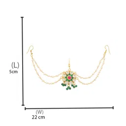 Ruby Raang Girls Gold-Plated Kundan Studded & Pearls Beaded Bun Pin Head Jewellery image 3