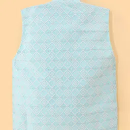 Ridokidz Full Sleeves Solid Kurta & Pyjama With Floral Embroidered Jacket Set - Light Blue image 5