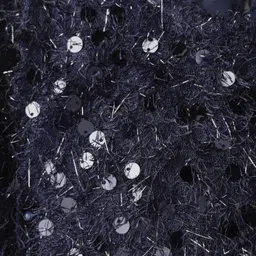 Hola Bonita Knit Full Sleeves Knee Length Fur With Sequin Party Dress With Belt- Navy image 5