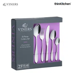 Viners Premium Tabac 26-Piece Stainless Steel Cutlery Set | 25-Year Guarantee | Mirror Finish image 5