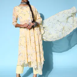 Libas Women Yellow Poly Georgette Print Parade Kurta Set-picture-38