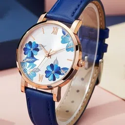 Moover Women Printed Dial & Leather Bracelet Style Straps Analogue Automatic Watch FLWRltr-BLUE-j1-picture-42