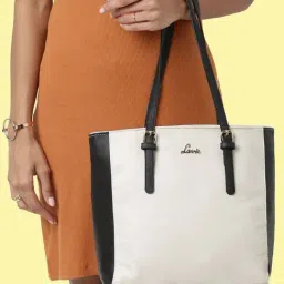 Lavie BURSA MED HZ Beige & Black Solid Medium Tote Handbag-image-4